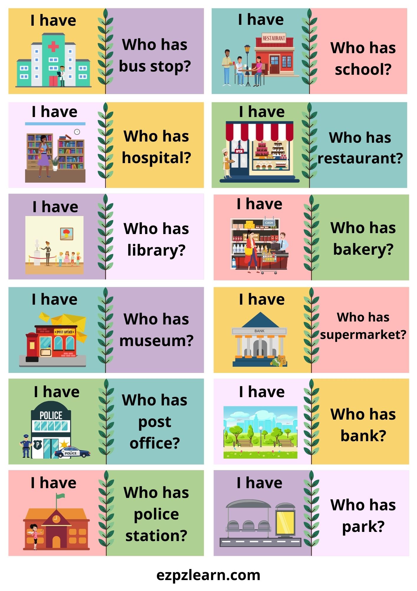 Places In The City Ezpzlearn